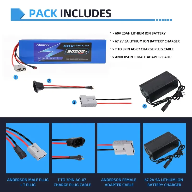 Литиевая батарея 60В 20Ач 30Ач – обзор и цена 60V 30Ah 21700 Battery Pack